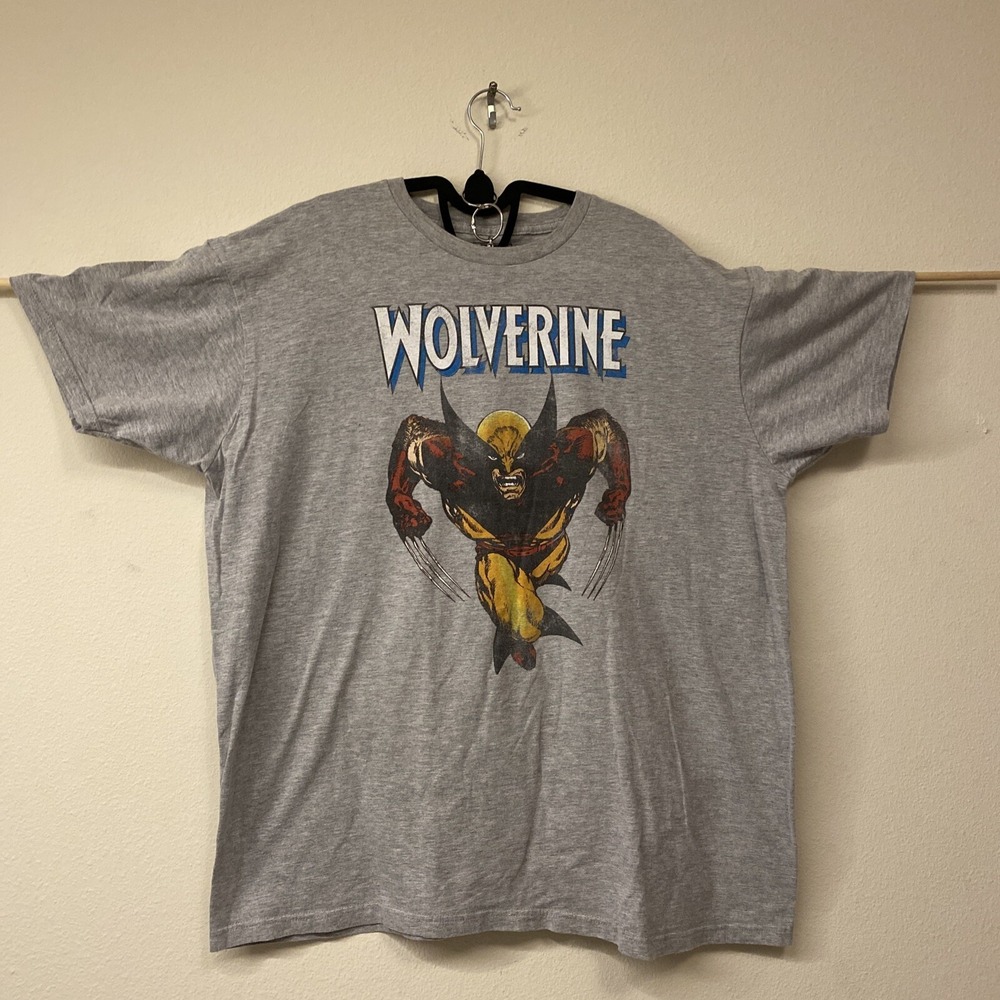 Wolverine Super Hero Marvel Mad Engine Gray T-Shirt Sz 2XL Cotton 90% PreOwned